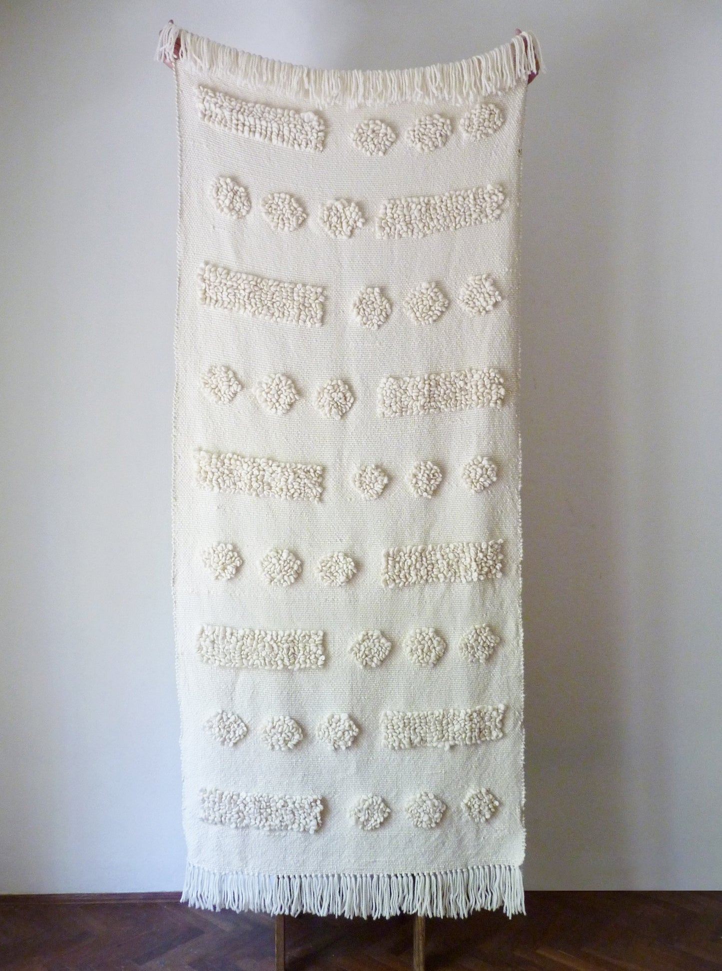 Chunky Throw Blanket Moroccan style 3D in Ivory Punto 37x75