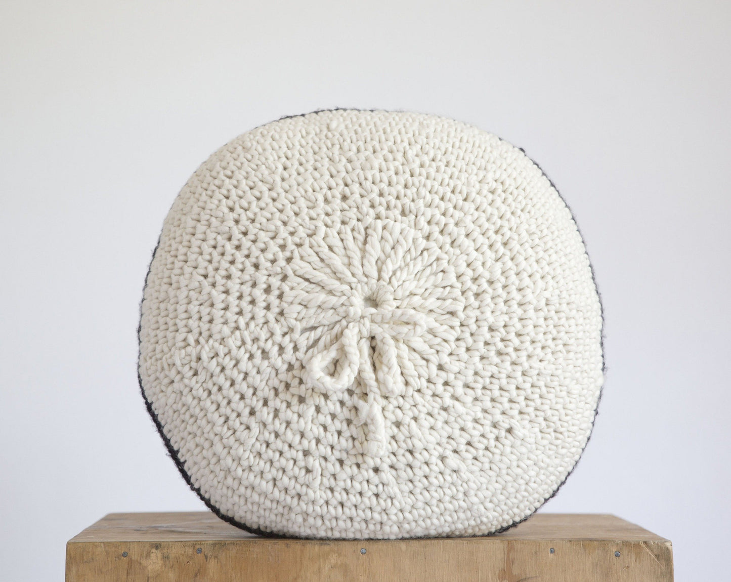 Wool Crochet Cushion in Black Cosmo Luna