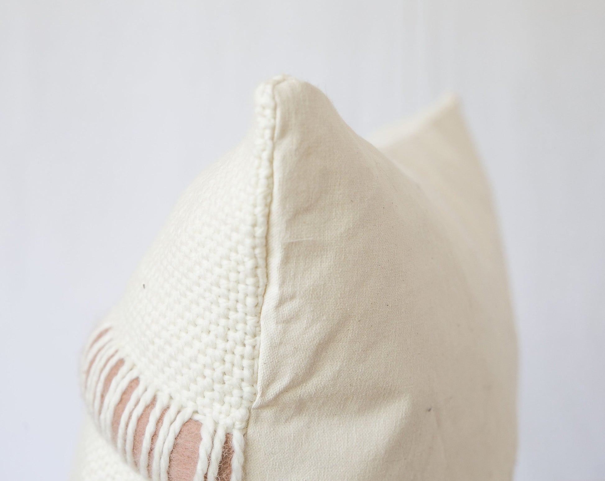 Front and back pillow cover handwoven in merino wool textured stripes
