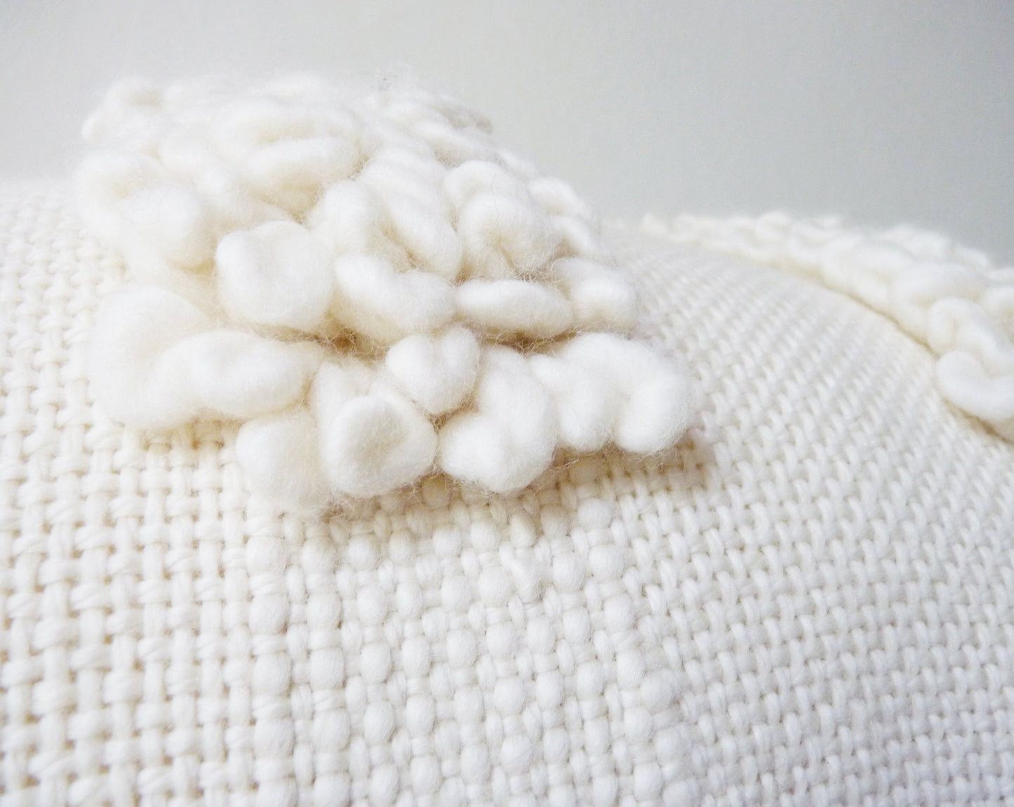 Chunky Cover Cushion with Pom Poms in Ecru Cielo 22x22