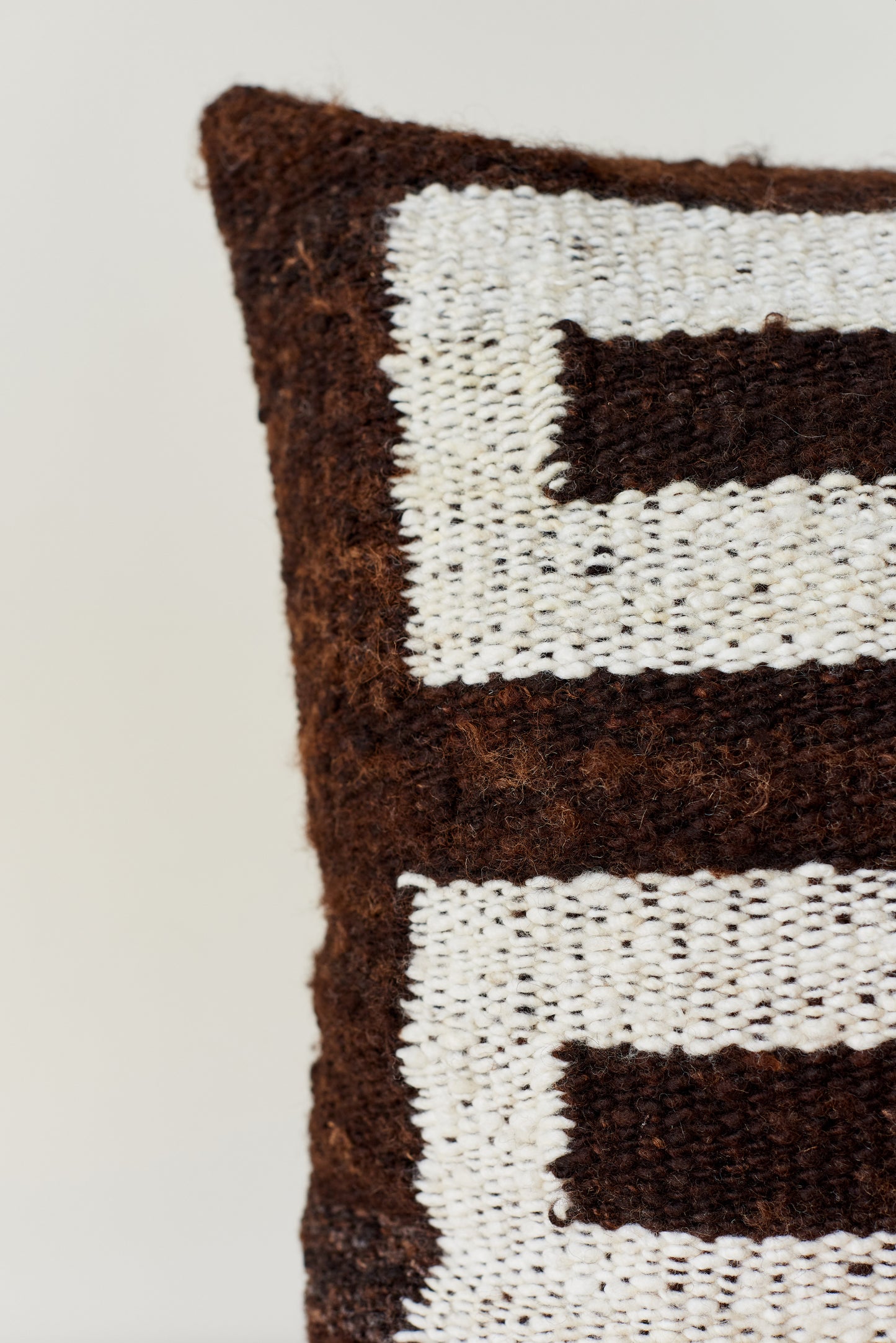 Modern Pillow Cover in Brown / Ivory Natural Wool Sendero 22x22