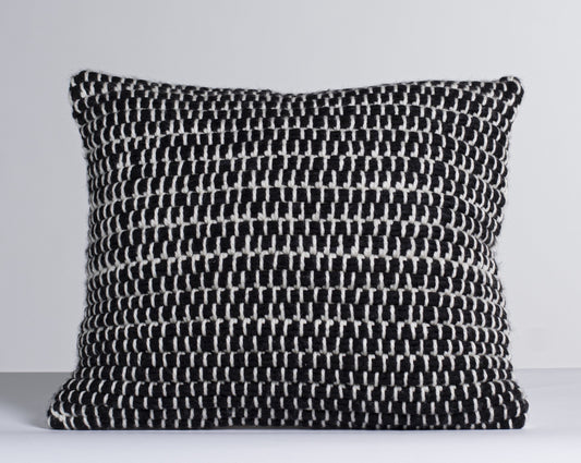 Bulky Pillow Cover Dark Black and Off White Wool Vesta