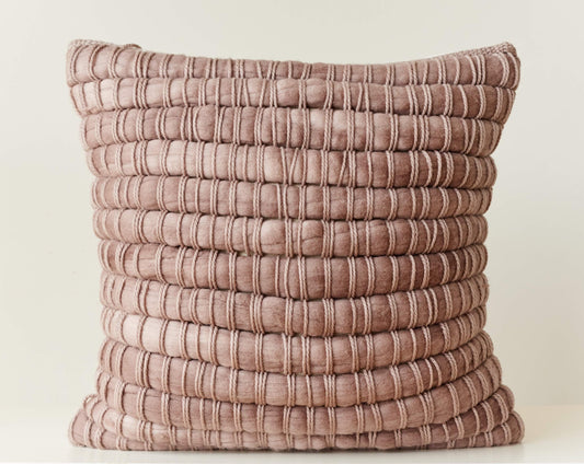 Taupe Pillow Cover in Luxury Textured Raw Merino Wool Osmio