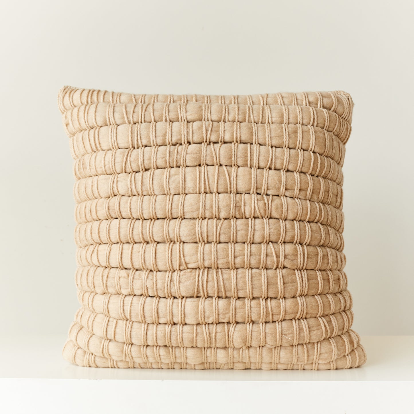 Pillow Cover Raw Wool Textured in Beige Osmio 20x20