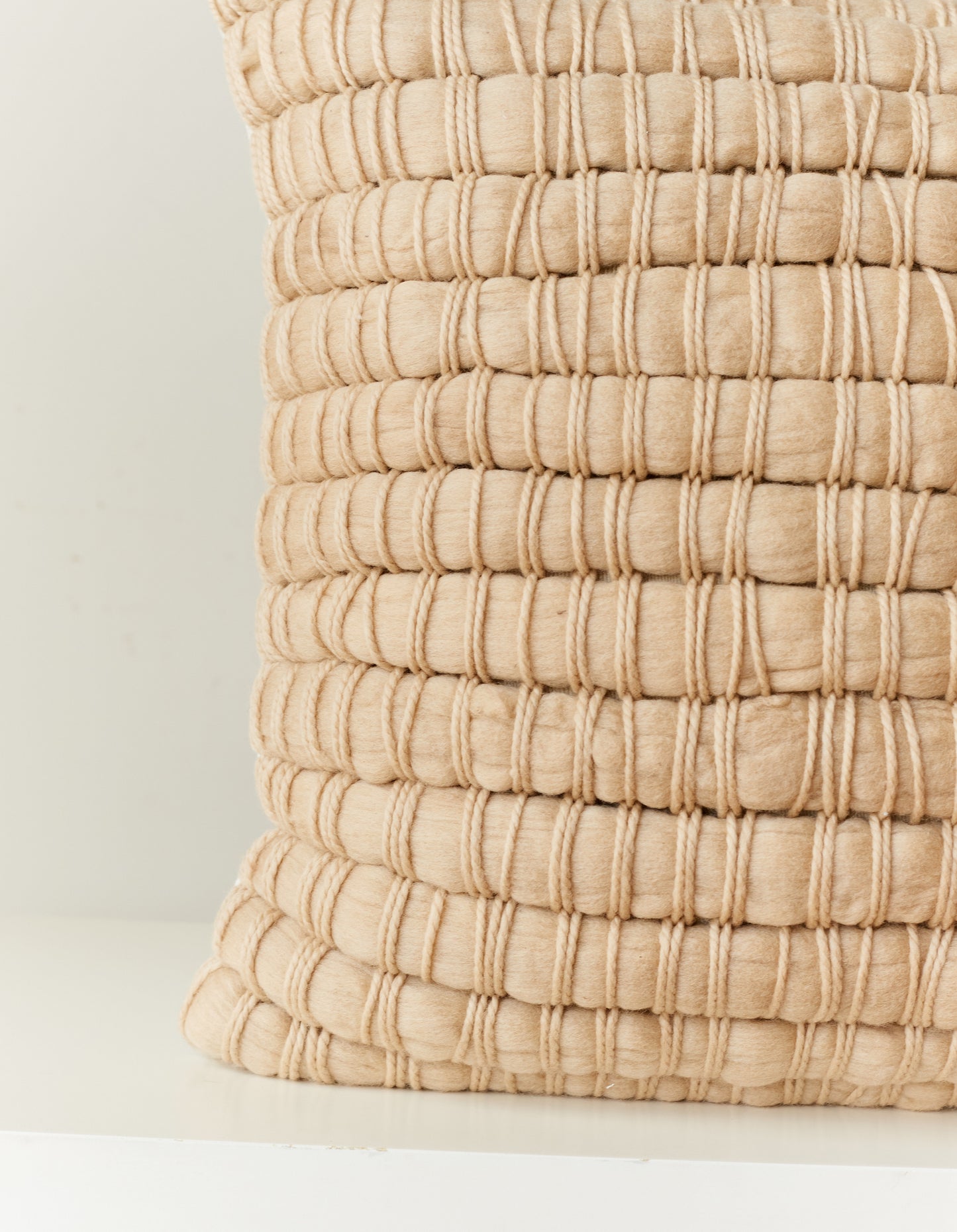 Pillow Cover Raw Wool Textured in Beige Osmio 20x20