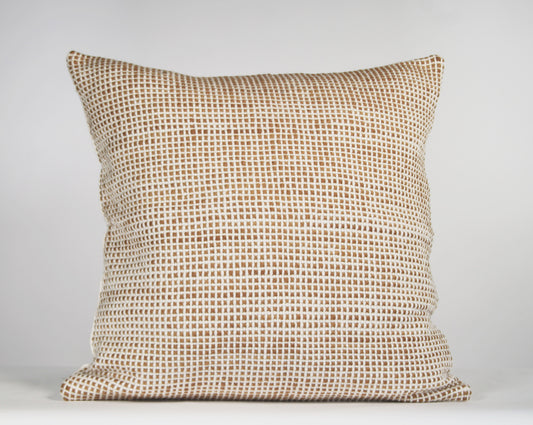 Grid Cushion Cover in Nude Merino Wool 22x22