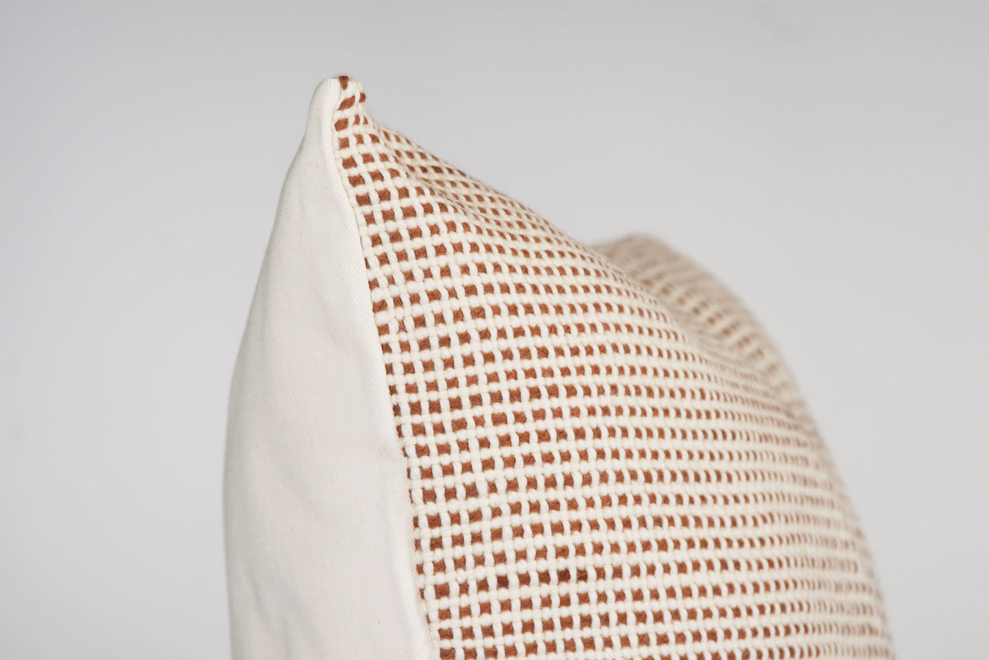 Grid Cushion Cover in Terracotta Merino Wool 22x22