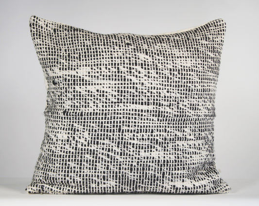 Grid Cushion Cover in Grey Melange Merino Wool 22x22