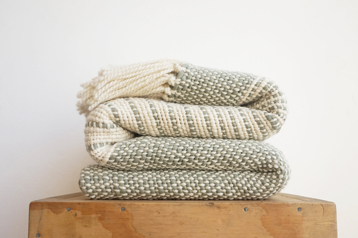 Wool Throw in Yerba Mate Sage Green Cimarron 37x75