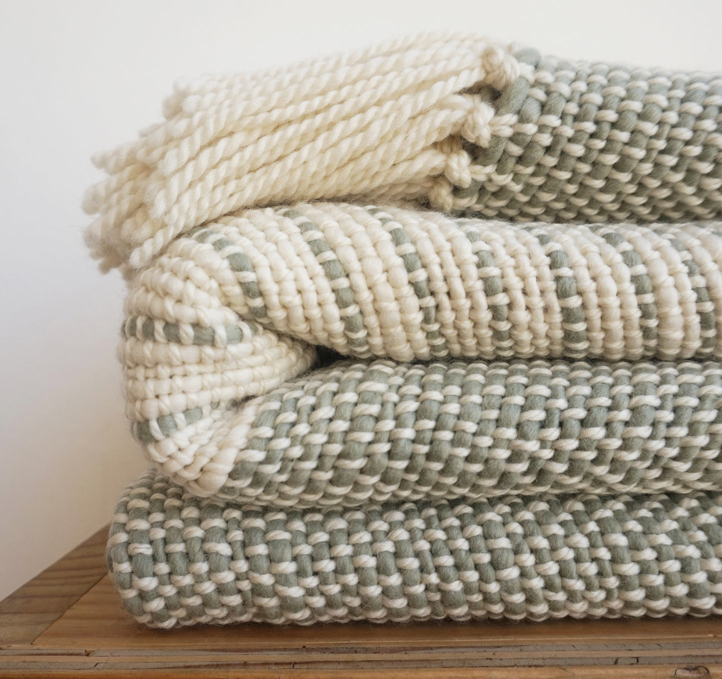 Wool Throw in Yerba Mate Sage Green Cimarron 37x75