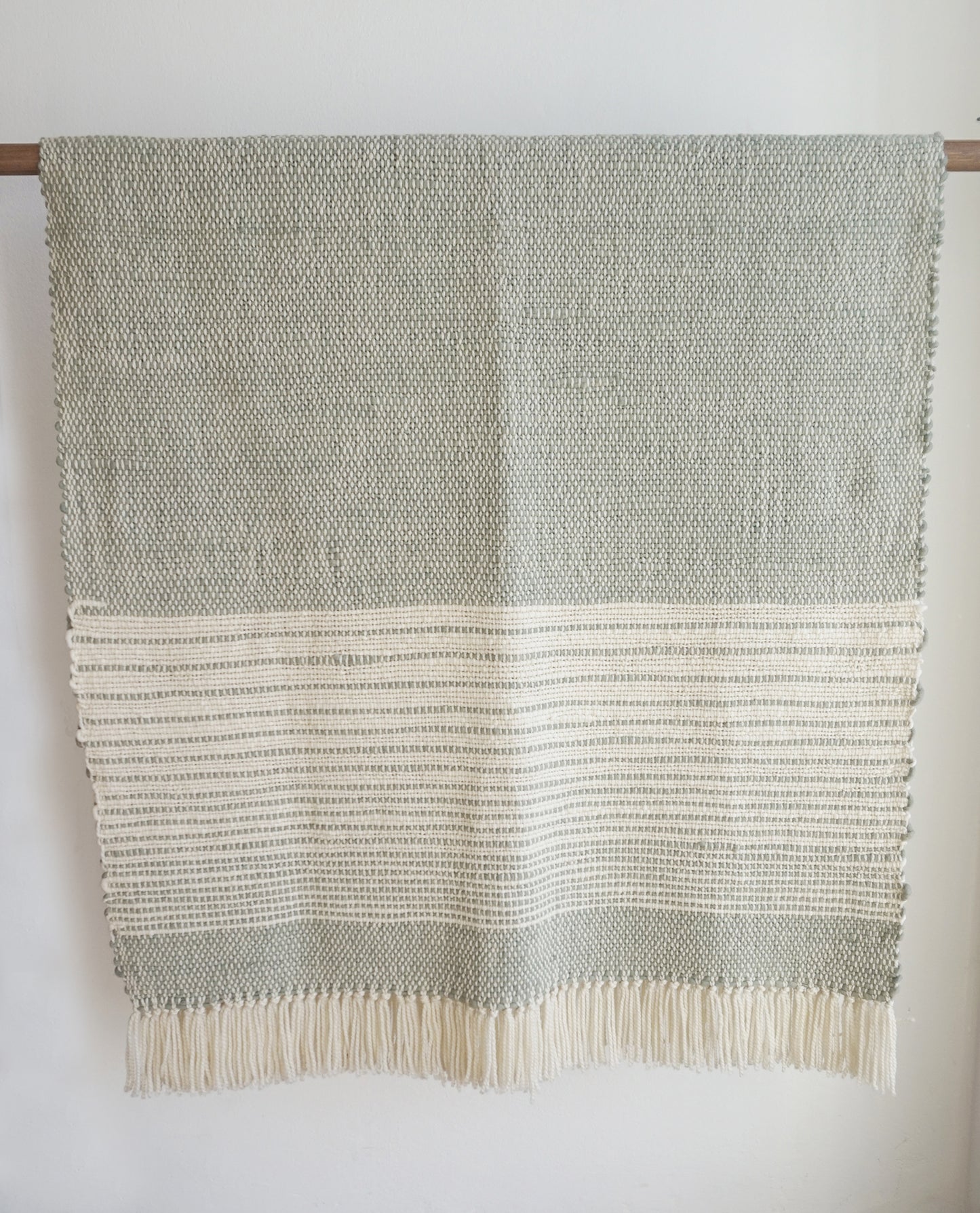 Wool Throw in Yerba Mate Sage Green Cimarron 37x75
